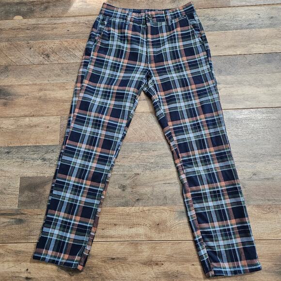 American Eagle Outfitters Super Hi-Rise Skinny Trouser Blue Plaid Ankle Pants 2 - Picture 3 of 13